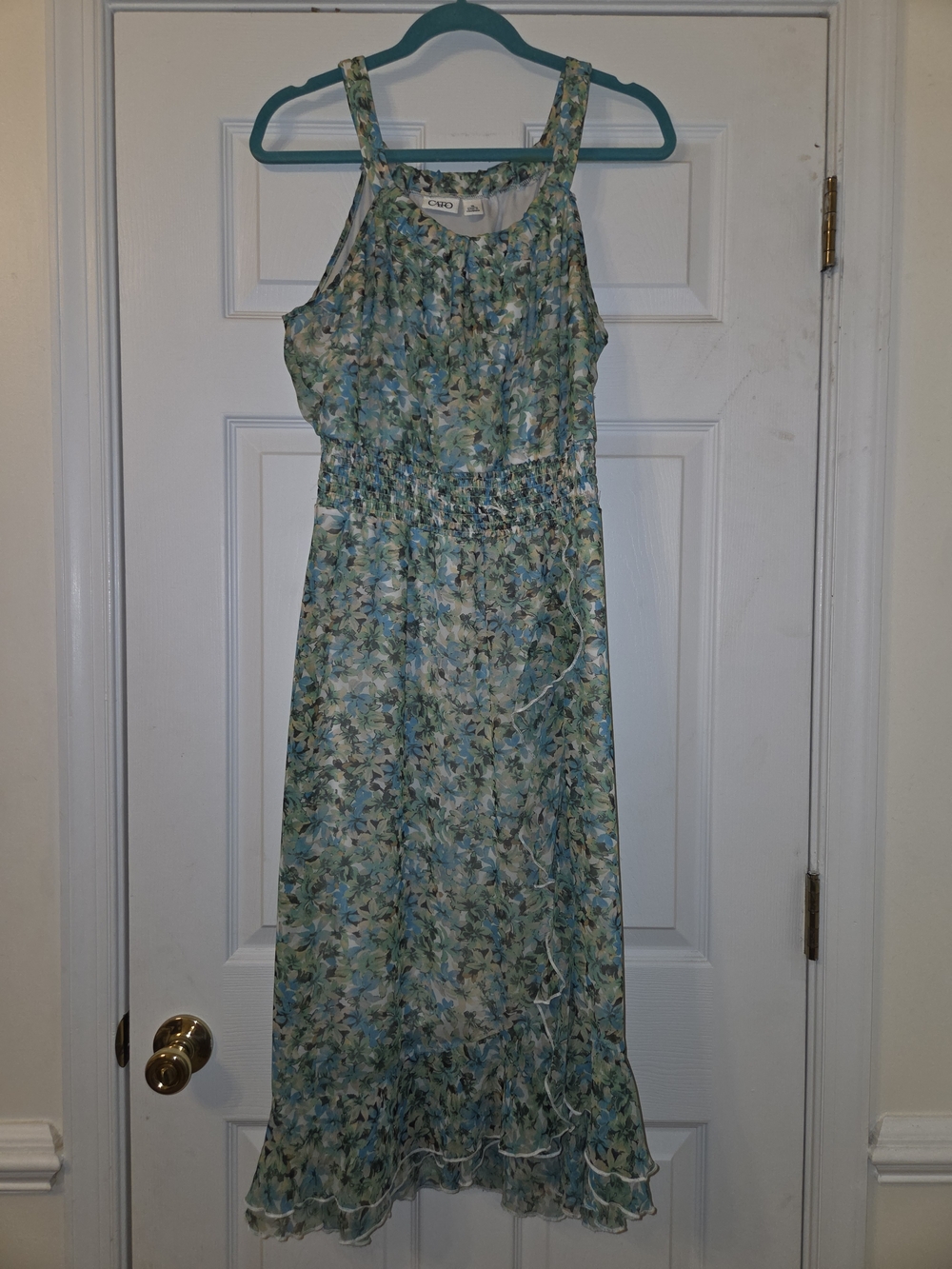 Cato Floral Halter Maxi Dress in Teal and Cream